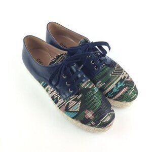 Women's Chaniotakis Tapestry Platform Oxford Espadrille Sneakers Size 7